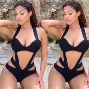 Elegant Black Cutout One-Piece Swimsuit